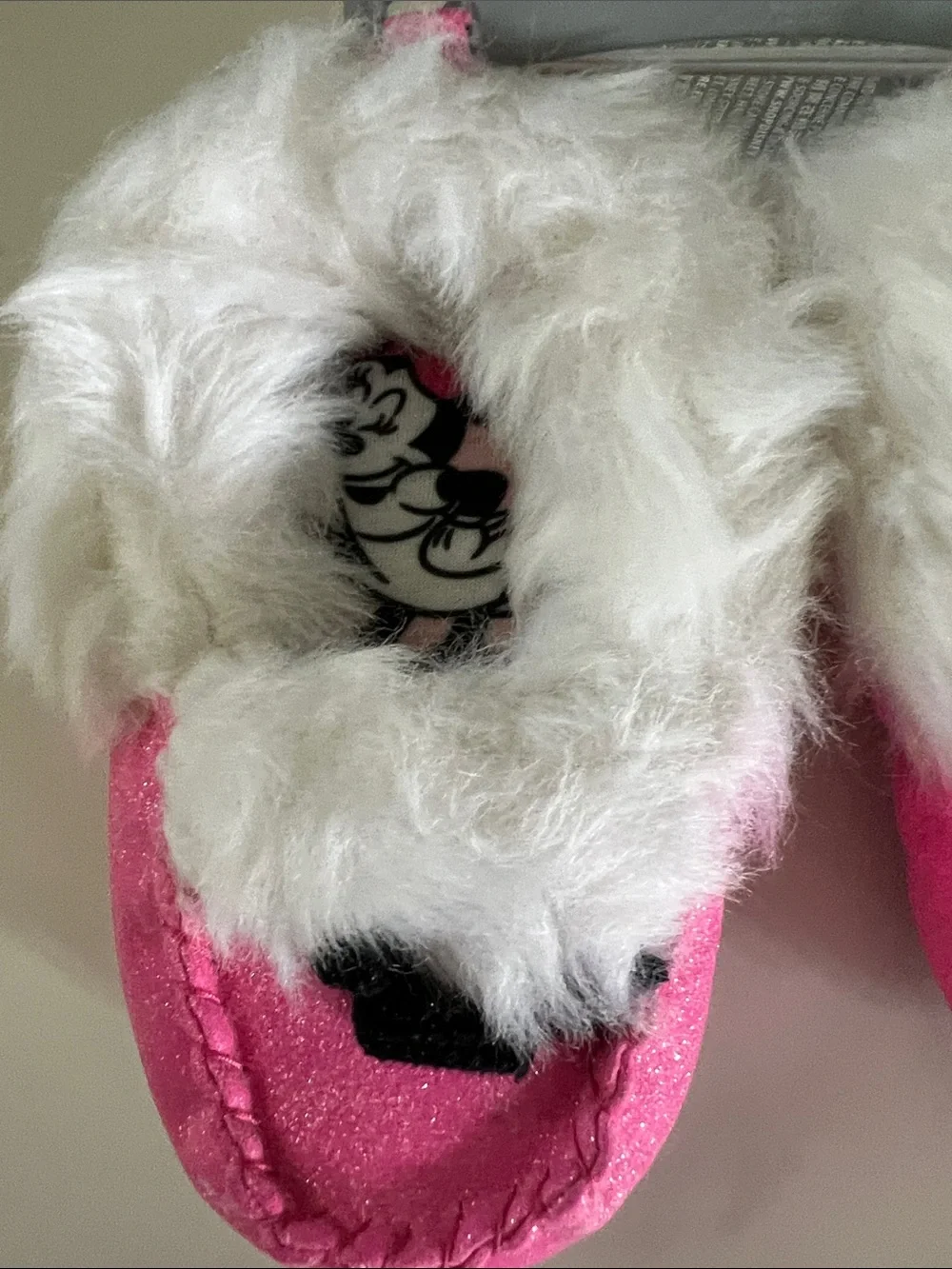 Disney Pink Faux-Fur Trim Kids Slip-On Slippers with Bow